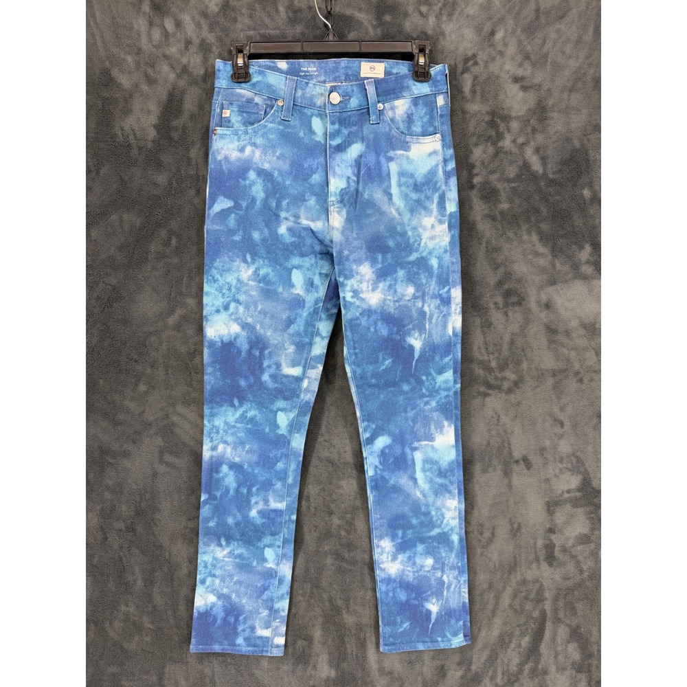 AG Adriano Goldschmied The Mari High Rise Straight Tie Dye‎ Jeans Blue 27R